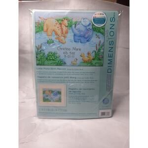 Dimensions Counted Cross Stitch Kit Little Pond Birth Record Animals 12x9